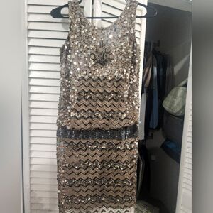 Adrianna Papell Evening Sequin Embellished Sleeveless Dress